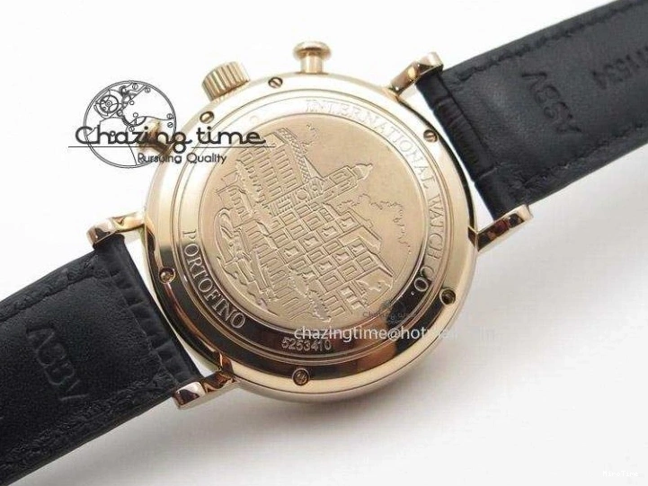 MIROTIME 0518 Portofino Chrono RG Black Dial on Black Leather Strap A HighPerformance 7389